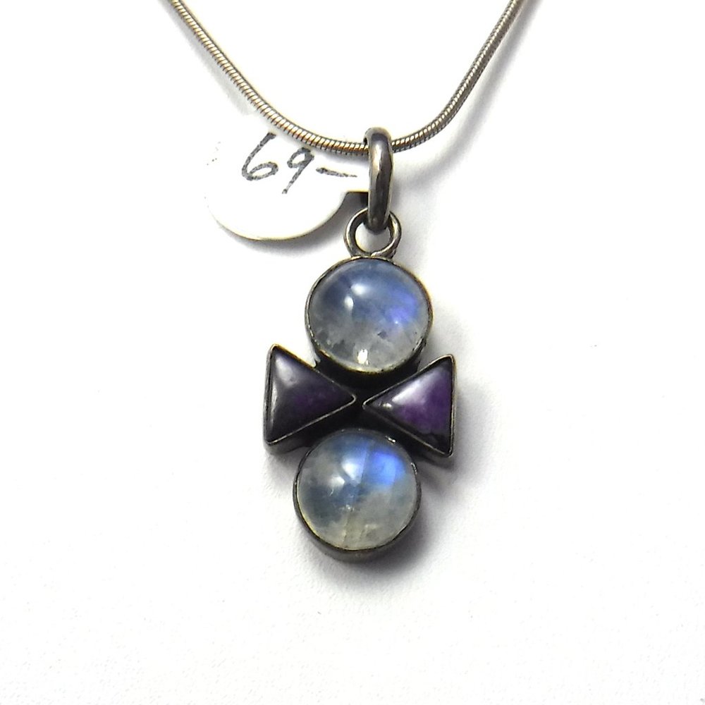 Pendant, Labradorite & Sugilite, Sterling Silver